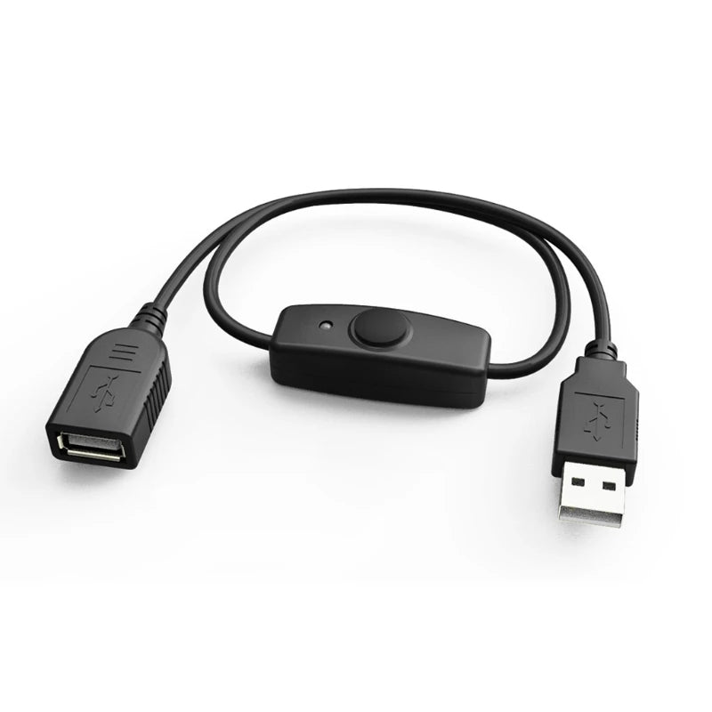 كابل تمديد USB 2.0 أسود لمزامنة البيانات مع مفتاح وموصل USB.