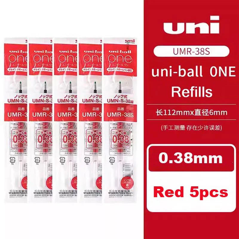 Red Uni-Ball ONE Refills, 5 pieces, packaged in a red box.