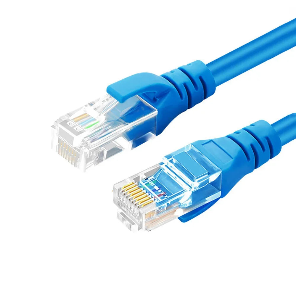 Blue high-speed Cat 6 Ethernet patch cable with connectors