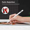 A hand is shown touching an iPad screen, illustrating palm rejection to prevent accidental input.