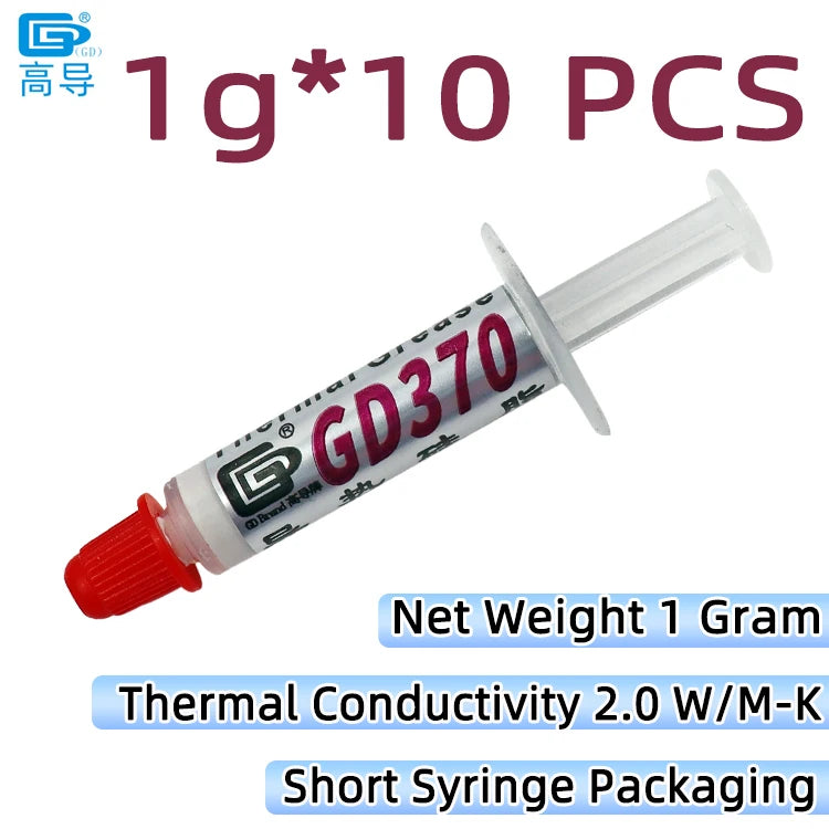 10 pieces of 1 gram GD370 thermal conductive grease paste in short syringe packaging