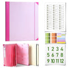 A pink expanding accordion document organizer file folder shown in various forms and angles.