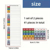 A size chart showing 30 different labeled panels for a circuit breaker label kit, with dimensions in centimeters and inches.