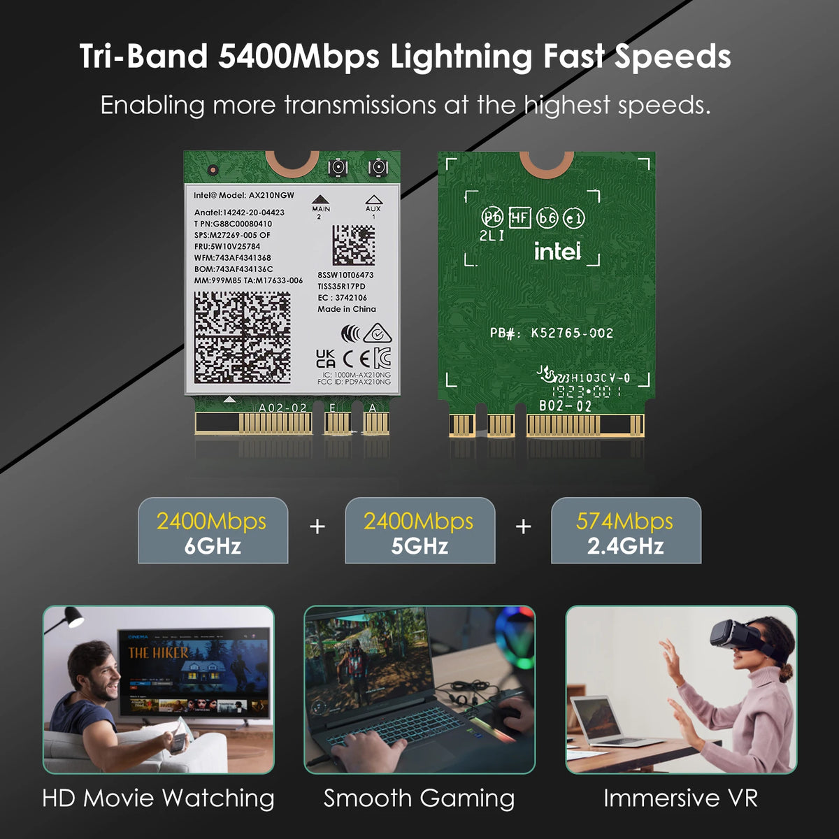 Tri-Band 5400Mbps Lightning-Schnell-Adapter für HD-Filme, flüssiges Gaming und Immersion