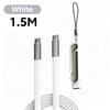 White 1.5M fast charging USB-C to USB-C adapter and phone stand with a hanging loop.