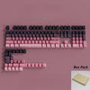 A box pack of pink and black PBT double-shot cherry profile keycaps for mechanical keyboards.