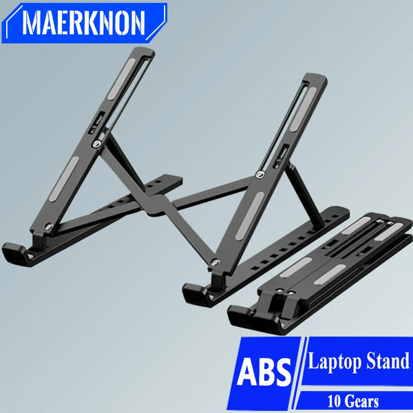 Black foldable adjustable laptop stand with ten gears for ergonomic support