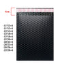A black bubble mailer with dimensions of 4cm, showing various size options for secure shipping.