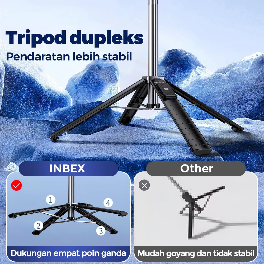 Black tripod dupleks with four legs shown against a blue icy background