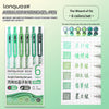 A set of six Languo Acrylic Painting Gel-pens in various colors with a grid showing color names and corresponding pens.
