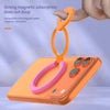 Orange magnetic ring grip with foldable kickstand for MagSafe phones