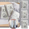 A set of photo storage books for saving money showing amounts like 5K, 10K, and 25K in floral designs.