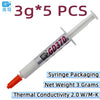 A syringe with GD370 grease inside, packaged as 5 pieces, showing its net weight and thermal conductivity.