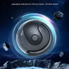 A black wireless Bluetooth headset is shown against a dark, starry background with an icy landscape below.