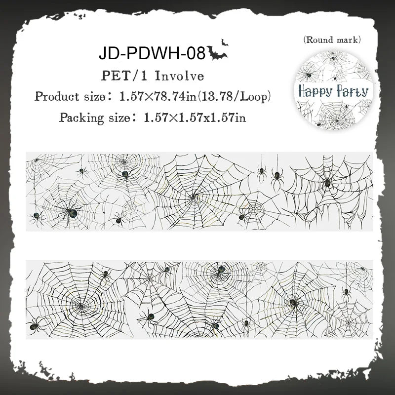 Packaging for JD-PDWH-08 PET/1 Involve vintage gothic Halloween masking tape for journaling and DIY crafts
