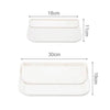 White foldable wall shelf with dimensions 18cm by 11cm and 30cm by 19cm.