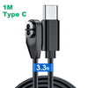 Black Type C charging cable, 3.3 feet long, for fast charging bone conduction headphones.