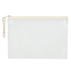 White mesh zipper bag with a gold-colored tassel for classroom or organization use