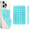 A white smartphone case and a blue silicone suction cup mount with multiple holes for mounting.