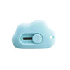 A light blue utility knife with a rounded body and a visible blade mechanism.