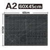 A technical drawing showing the dimensions of an A2 size cutting mat, 60cm by 45cm.