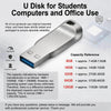 Silberner USB-Flash-Stick mit technischen Daten und Garantie-Badge