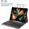 A black detachable wireless keyboard folio case for an iPad, showing its unique open-side design features.