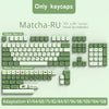 A collection of Matcha-RU XDA profile keycaps and a 35-key routine supplement shown on a green background.