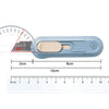 A light blue compact mini paper cutter showing its dimensions and a 60-degree angle measurement.