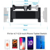 Black flexible car headrest mount designed to hold 4.7-12.9 inch phone tablets and phones