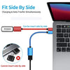USB-C to USB-A OTG adapter showing how to fit side by side for simultaneous charging and data transfer