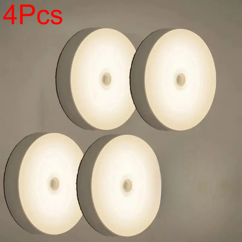A set of four motion sensor LED night lights designed for cabinets and wardrobes.