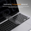 A transparent TPU hard shell keyboard cover for a MacBook Pro laptop.