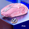 Pink wired gaming mouse with a futuristic design and illuminated scroll wheel