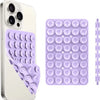 A white smartphone case and a purple silicone suction cup phone mount with multiple suction cups.