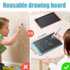 A reusable drawing board is shown next to a tablet, demonstrating an alternative for kids' drawing.