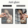 A comparison showing a Paper Feel Film and a Glass Screen Protector for an iPad model.