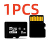 A black MicroSD memory card with a yellow chip and an SD card with a gold-colored connector.
