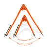 Orange adjustable woodworking marking compass with a pencil holder shown at an angle.
