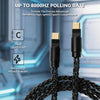 Black braided cable with dual Type-C ports for high-speed data transfer and gaming