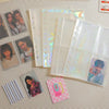 A set of clear, iridescent A5 refillable photo sleeves for organizing and protecting pictures in a binder collection.