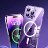 A purple iPhone case with a magnetic suction shell is shown against a dark background.