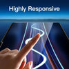 A finger touches a glowing line on a smartphone screen, demonstrating high responsiveness.