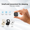 A hand holds a small black Bluetooth earphone, with variations in khaki, black, and white colors displayed below.