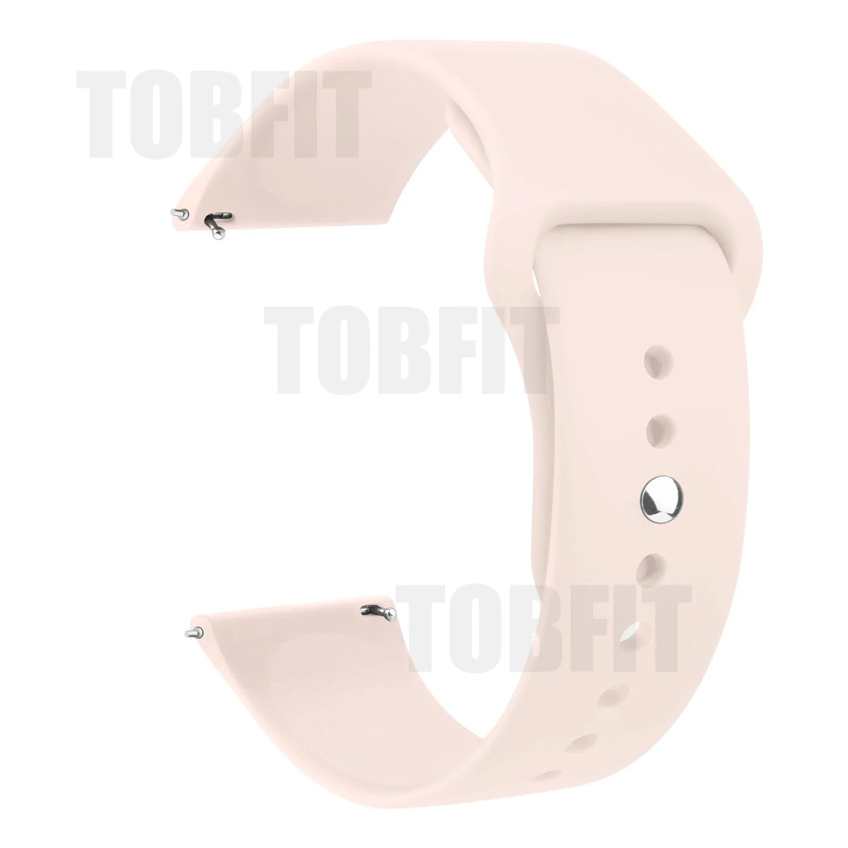 Helle rosa Silikon-Schnellverschluss-Armband für eine Smartwatch, von der Seite gezeigt.
