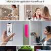 Silicone suction cup phone holder attaches easily to glass and refrigerator doors.