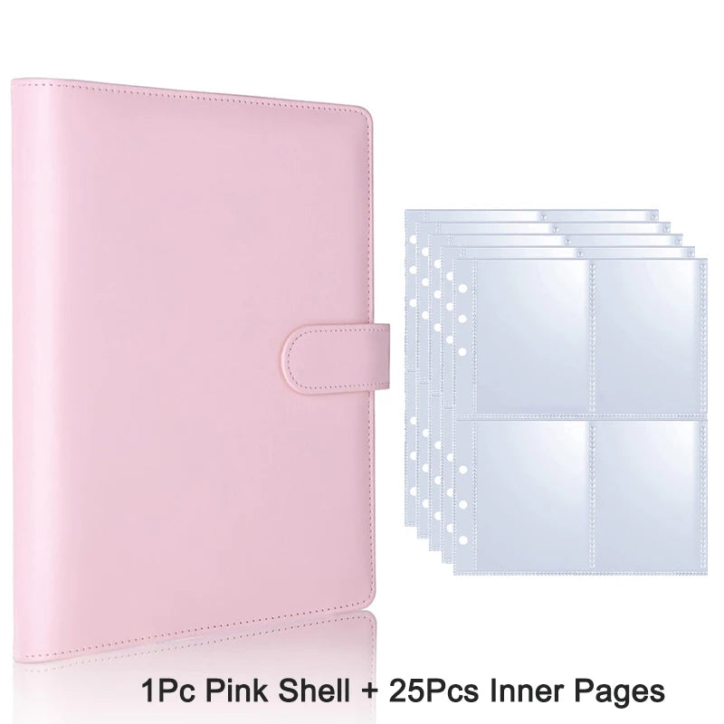 Pink shell photo album binder with 25 inner pages for K-Pop collectibles