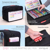 A black paint set featuring a transparent slip pocket, slide pockets, and an exquisite handle for easy access.