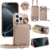 A beige PU leather phone case featuring a built-in wallet and card slots, shown with various accessories.