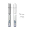 Two silver Monclique reusable metal injection pens